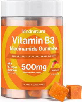 Bouteille de gummies kindnature Vitamine B3 Niacinamide 500mg vue de face
