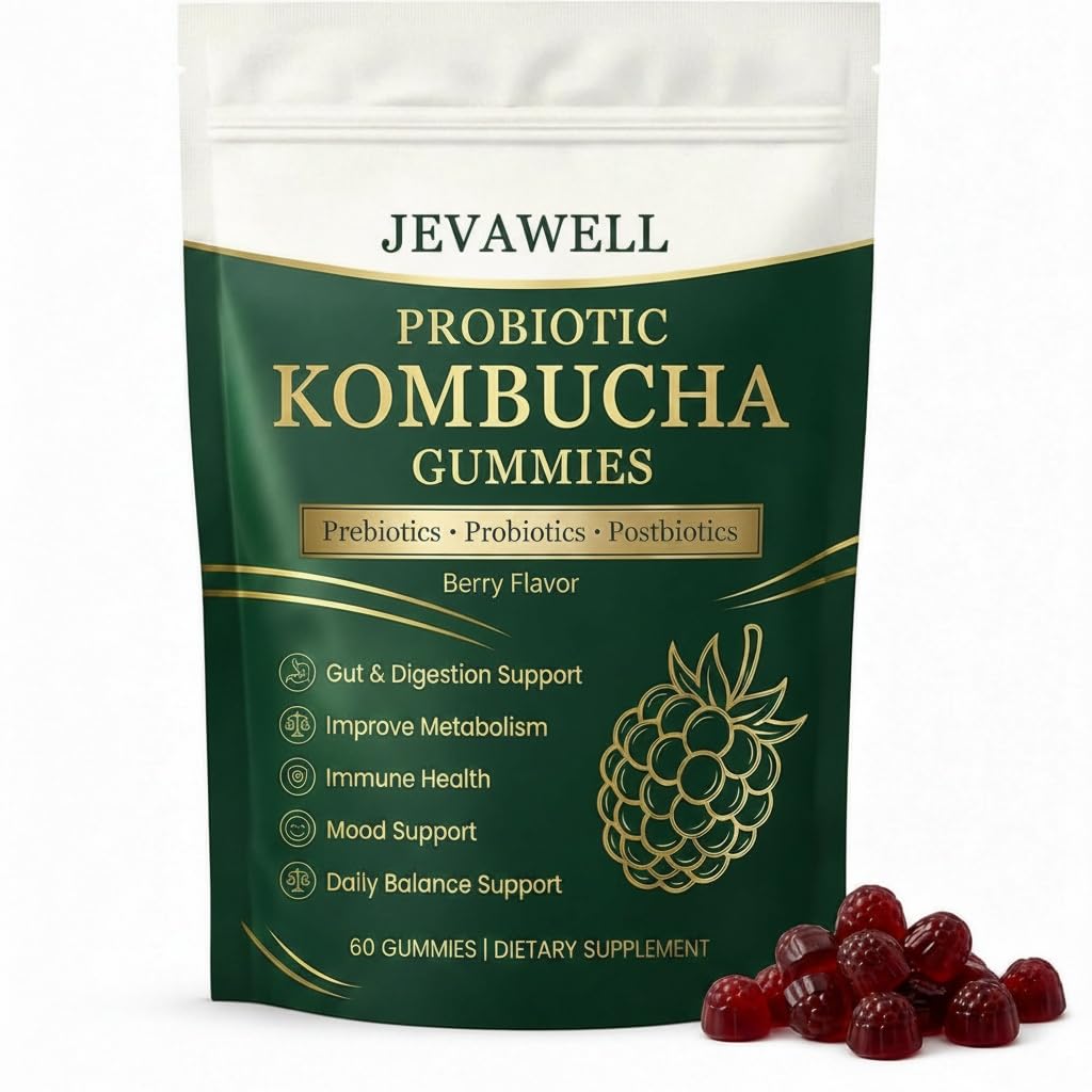 Bouteille de gummies Kombucha probiotiques Peehss vue de face