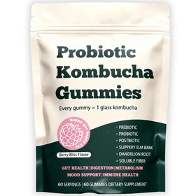 Bouteille de gummies Kombucha Voererh 60 unités vue de face