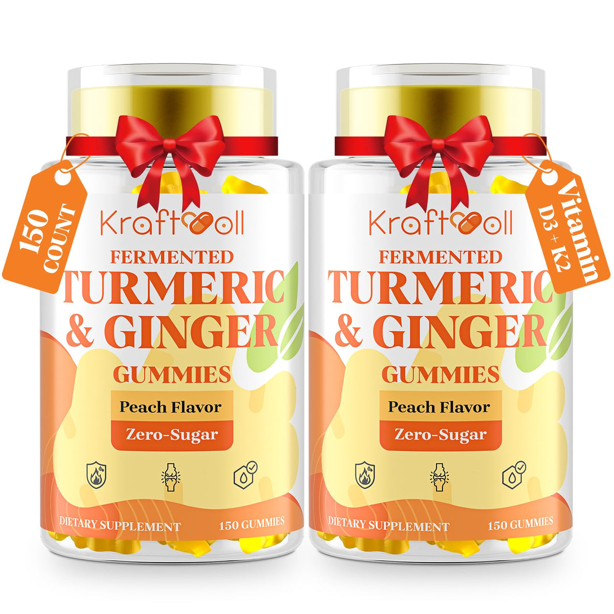 Bouteille de gummies Kraftvoll au curcuma et gingembre vue de face