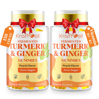 Bouteille de gummies Kraftvoll au curcuma et gingembre vue de face