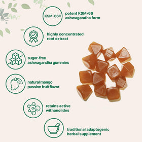 Bouteille de gummies KSM-66 Ashwagandha avec dosage visible