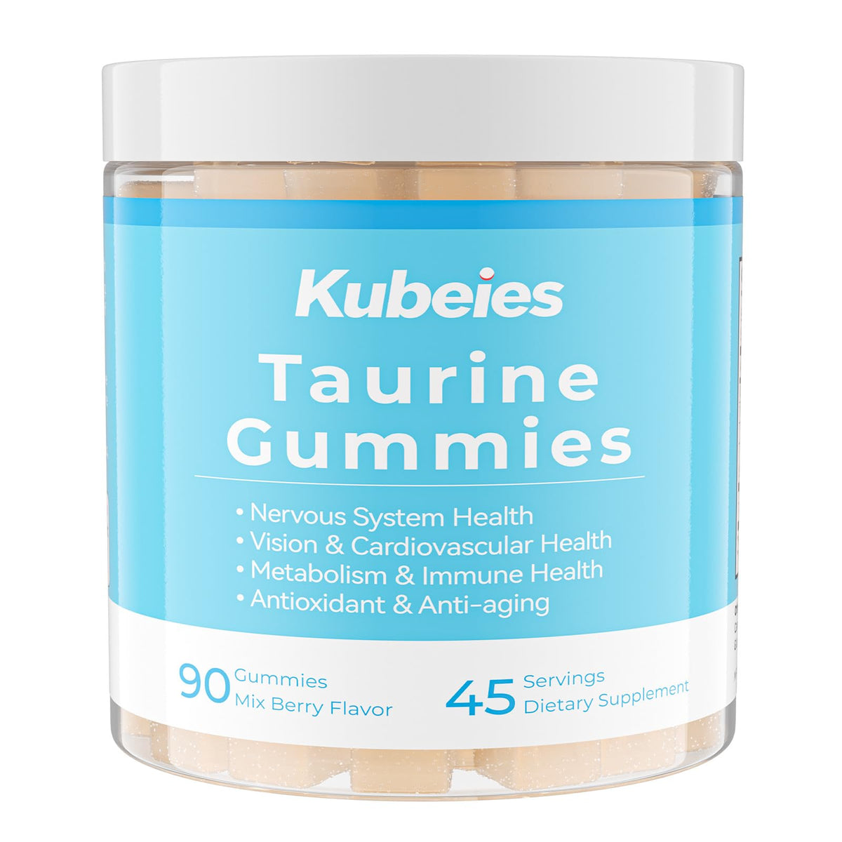 Bouteille de gummies Kubeies Taurine 1000mg vue de face