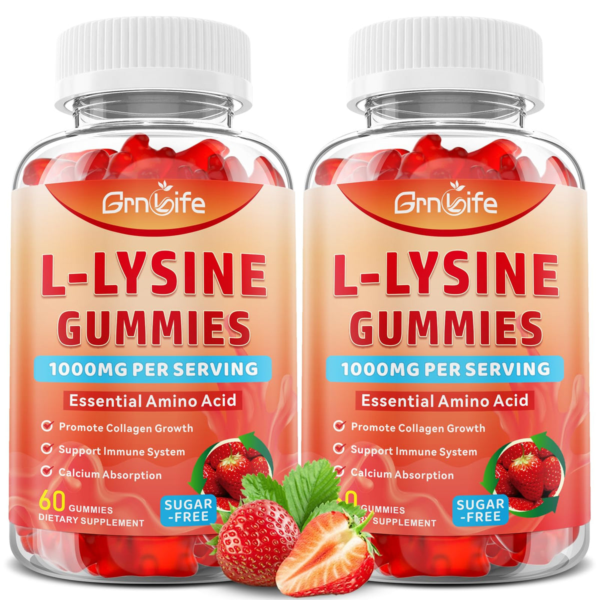 Bouteille de gummies L-Lysine 1000mg GrnLife vue de face