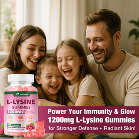 Bouteille de gummies L-Lysine DIAOLAI ouverte avec gummies visibles