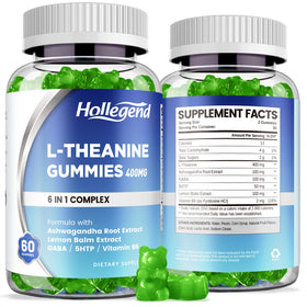 Bouteille de gummies L-Théanine HOLLEGEND 400mg, 120 pièces