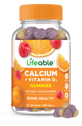 Bouteille de gummies Lifeable Calcium D3 500 mg, 60 pièces