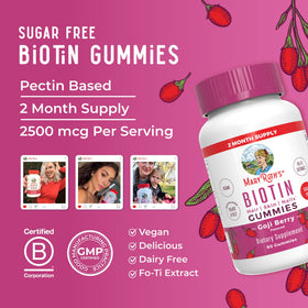 Bouteille de gummies MARYRUTH'S Biotine ouverte avec gummies visibles