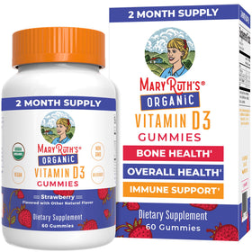 Bouteille de gummies MARYRUTH'S vitamine D3 biologique 1000 IU, 60 unités