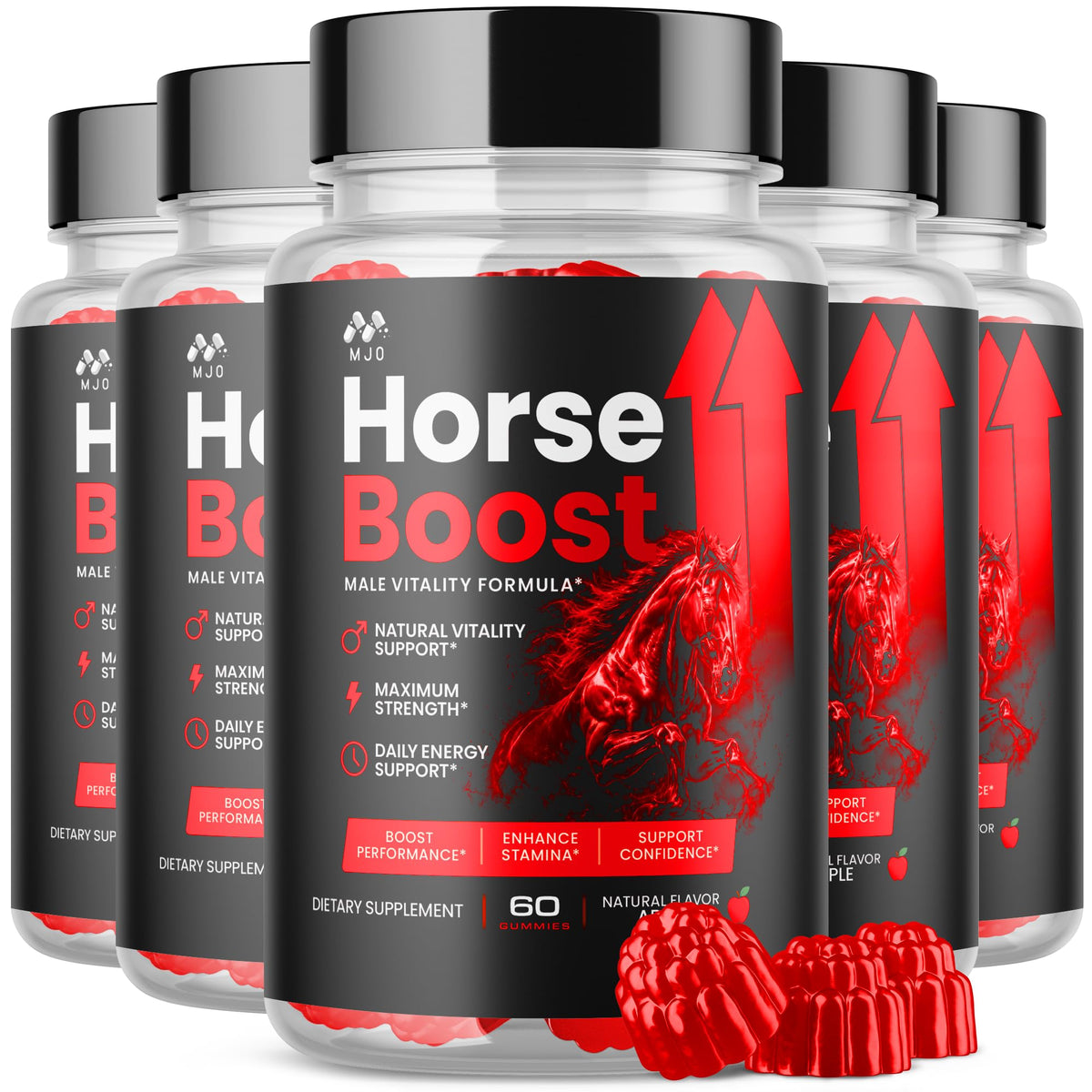 Bouteille de Gummies MJO pour hommes 300 unités vue de face