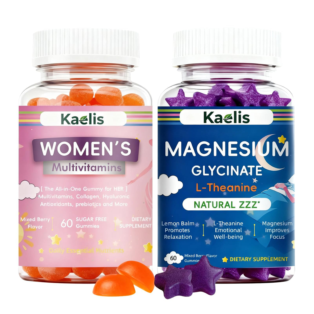 Bouteille de gummies multivitamines Kaelis pour femmes, 120 unités