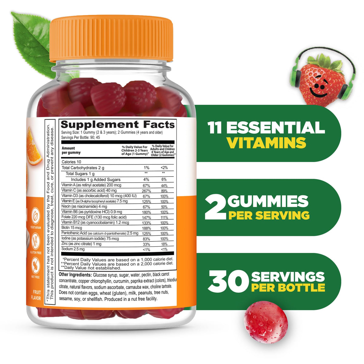 Bouteille de Gummies Multivitamines Lifeable avec étiquette visible