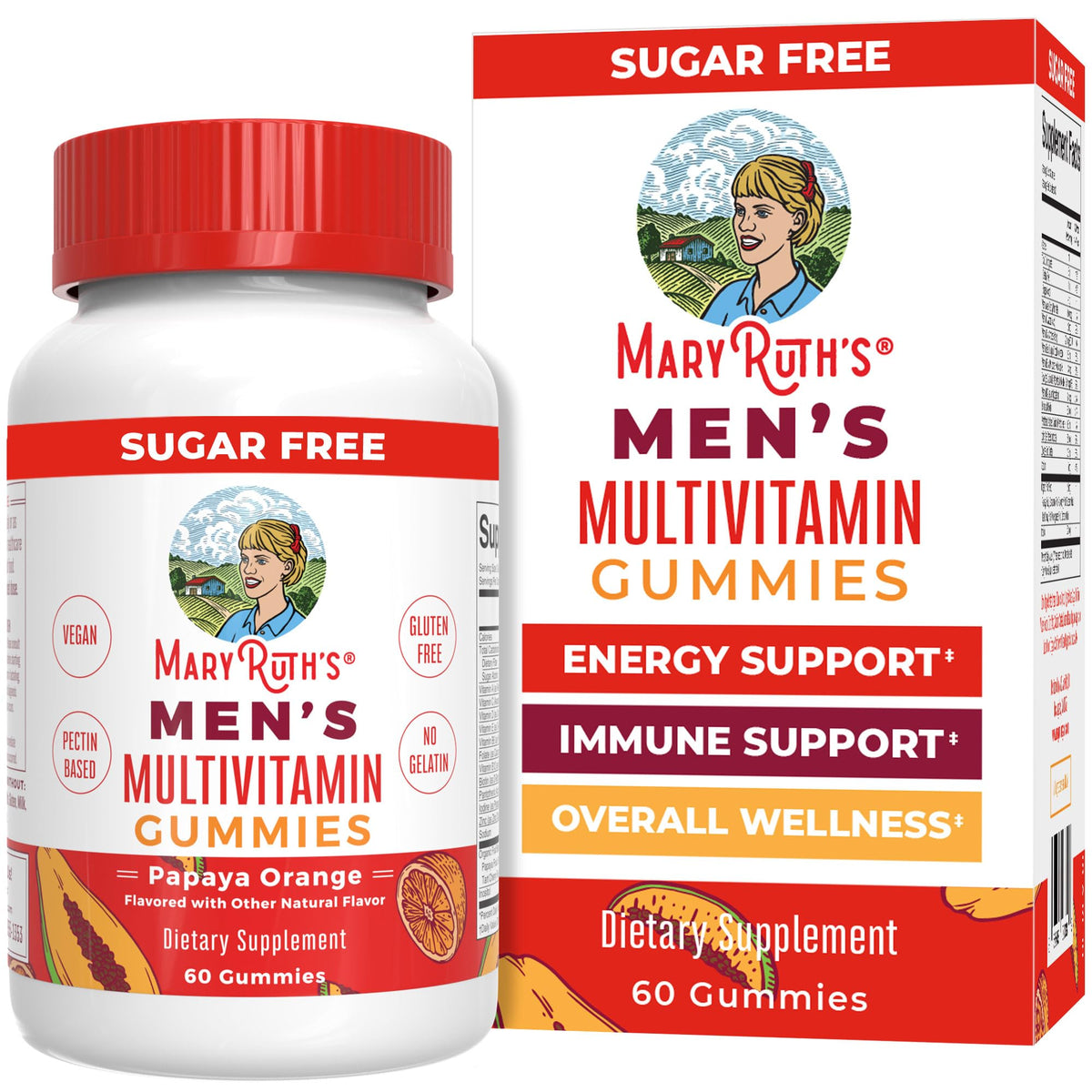 Bouteille de gummies multivitamines MARYRUTH'S pour hommes, 60 unités