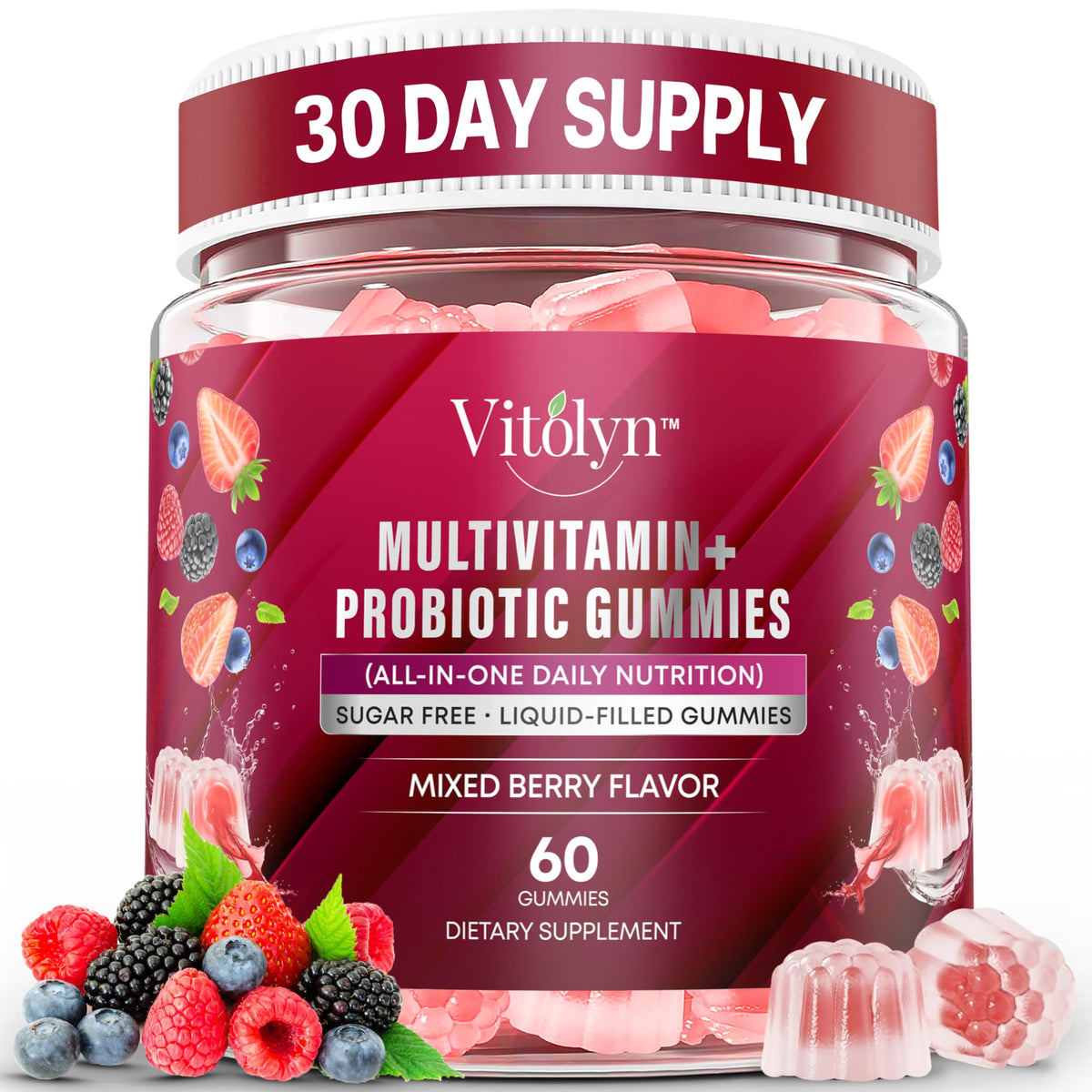 Bouteille de gummies multivitamines methylées vitolyn 60 unités