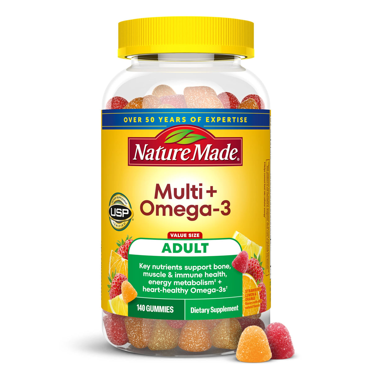 Bouteille de gummies multivitaminés Nature Made 140 Ct vue de face