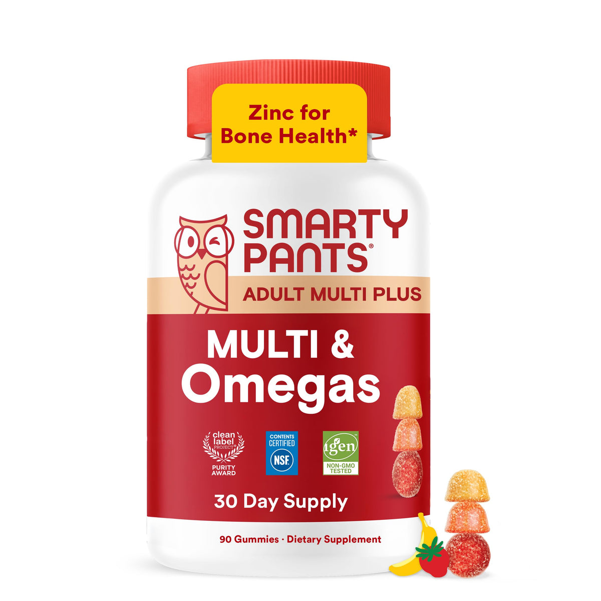 Bouteille de gummies multivitamines SmartyPants 90 pièces vue de face