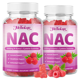 Bouteille de gummies NAC Mchokuu 1000mg saveur framboise vue de face