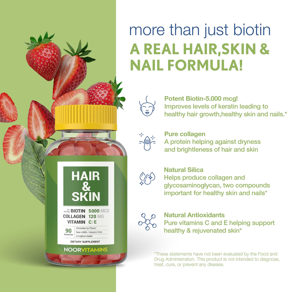 Bouteille de gummies Noor Vitamins sur fond blanc