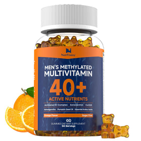 Bouteille de gummies NutriVivency multivitaminés pour hommes, vue de face