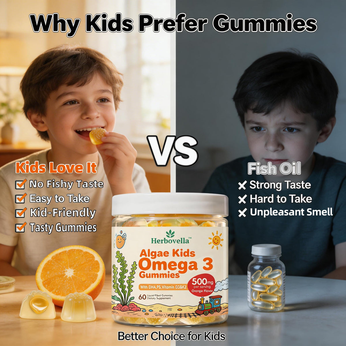 Bouteille de gummies Omega 3 Herbovella vue de dos