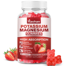 Bouteille de gummies Potassium Magnésium Haohan vue de face