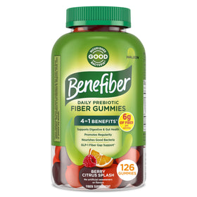 Bouteille de gummies prébiotiques Benefiber 126 gummies saveur baies agrumes