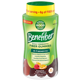Bouteille de gummies prébiotiques Benefiber 81 gummies saveurs assorties