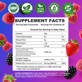 Bouteille de Gummies Prébiotiques Olyvaresta avec étiquette