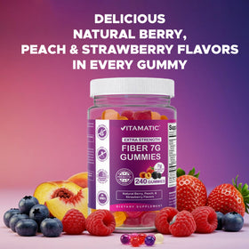 Bouteille de gummies prébiotiques Vitamatic ouverte