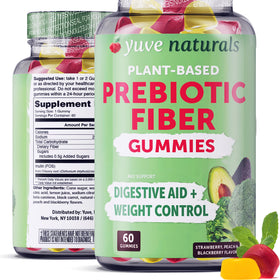 Bouteille de gummies prébiotiques Yuve avec 60 gommes à saveur d'orange