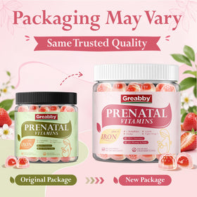 Bouteille de gummies prénatales GREABBY, 60 gummies