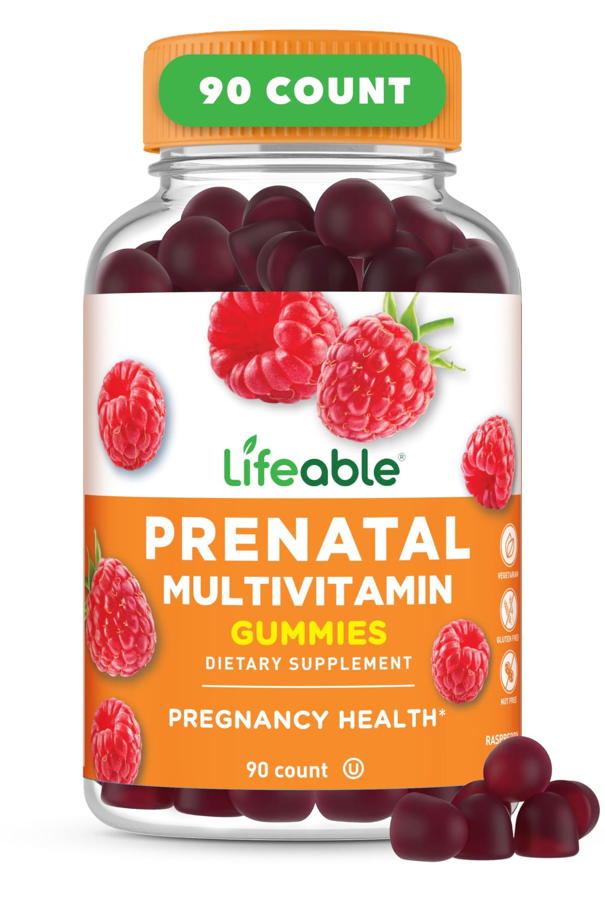 Bouteille de gummies prénatales Lifeable avec 90 unités