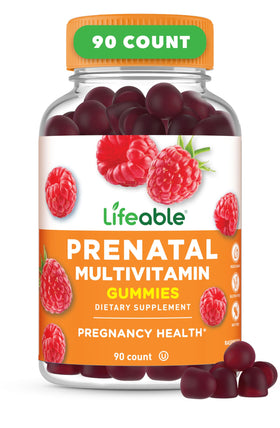 Bouteille de gummies prénatales Lifeable avec 90 unités