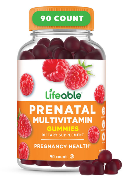 Bouteille de gummies prénatales Lifeable avec 90 unités