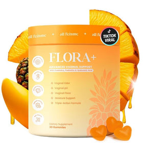 Bouteille de gummies probiotiques ALLFEAMS Flora+ goût ananas