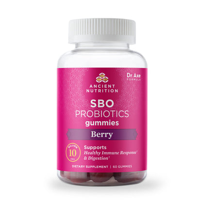 Bouteille de Gummies Probiotiques Ancient Nutrition, 60 unités, saveur baie