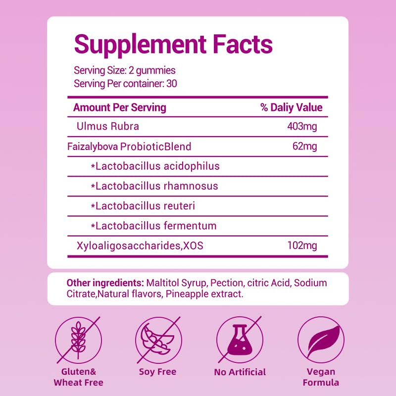 Bouteille de gummies probiotiques Faizalybova, 60 gummies