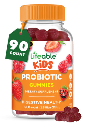Bouteille de gummies probiotiques Lifeable pour enfants, 90 gummies