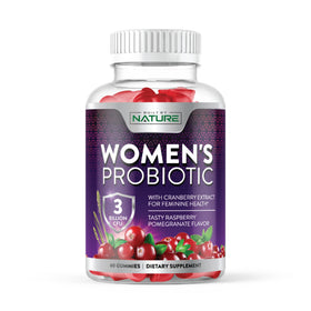 Bouteille de gummies probiotiques pour femmes Built by Nature avec 60 gummies