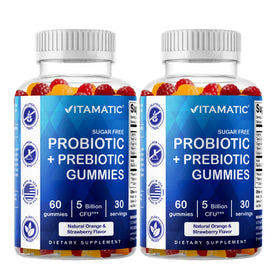 Bouteille de gummies probiotiques Vitamatic vue de face avec étiquette