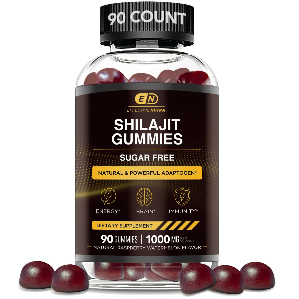 Bouteille de Gummies Shilajit 1000mg Effective Nutra vue de face