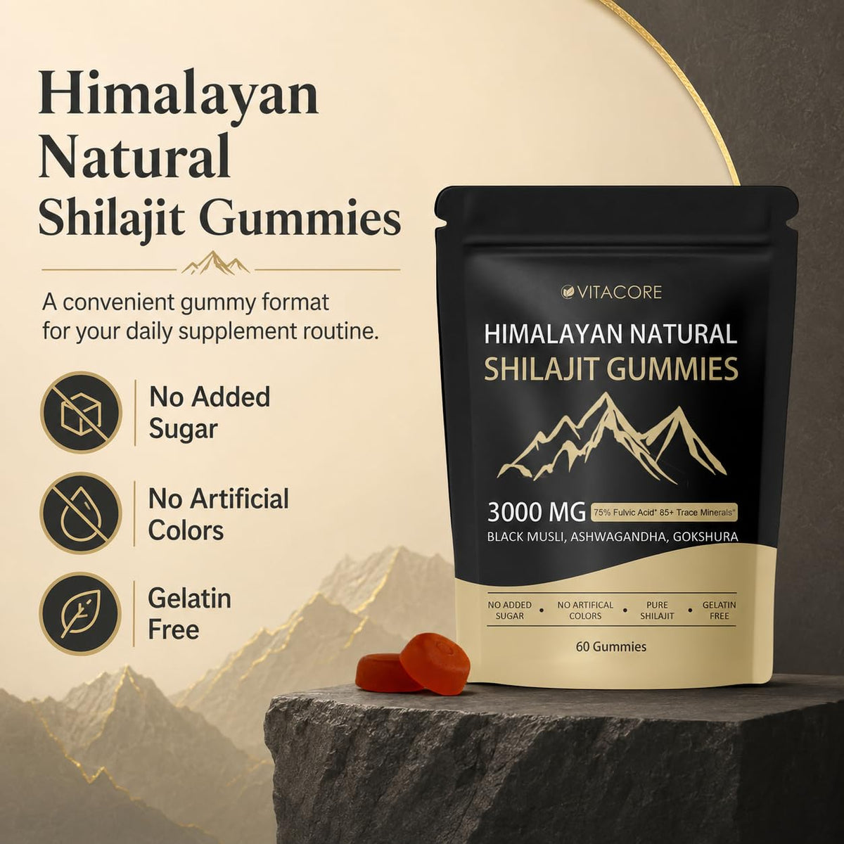 Bouteille de gummies Shilajit Himalayen Velvra Cleanse ouverte