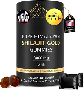 Bouteille de gummies Shilajit HWAXIGO 3000mg vue de face