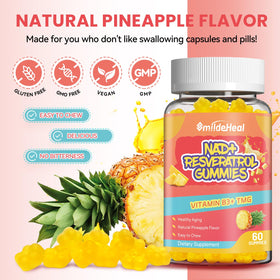 Bouteille de gummies SmildeHeal avec étiquette visible, vue de dos