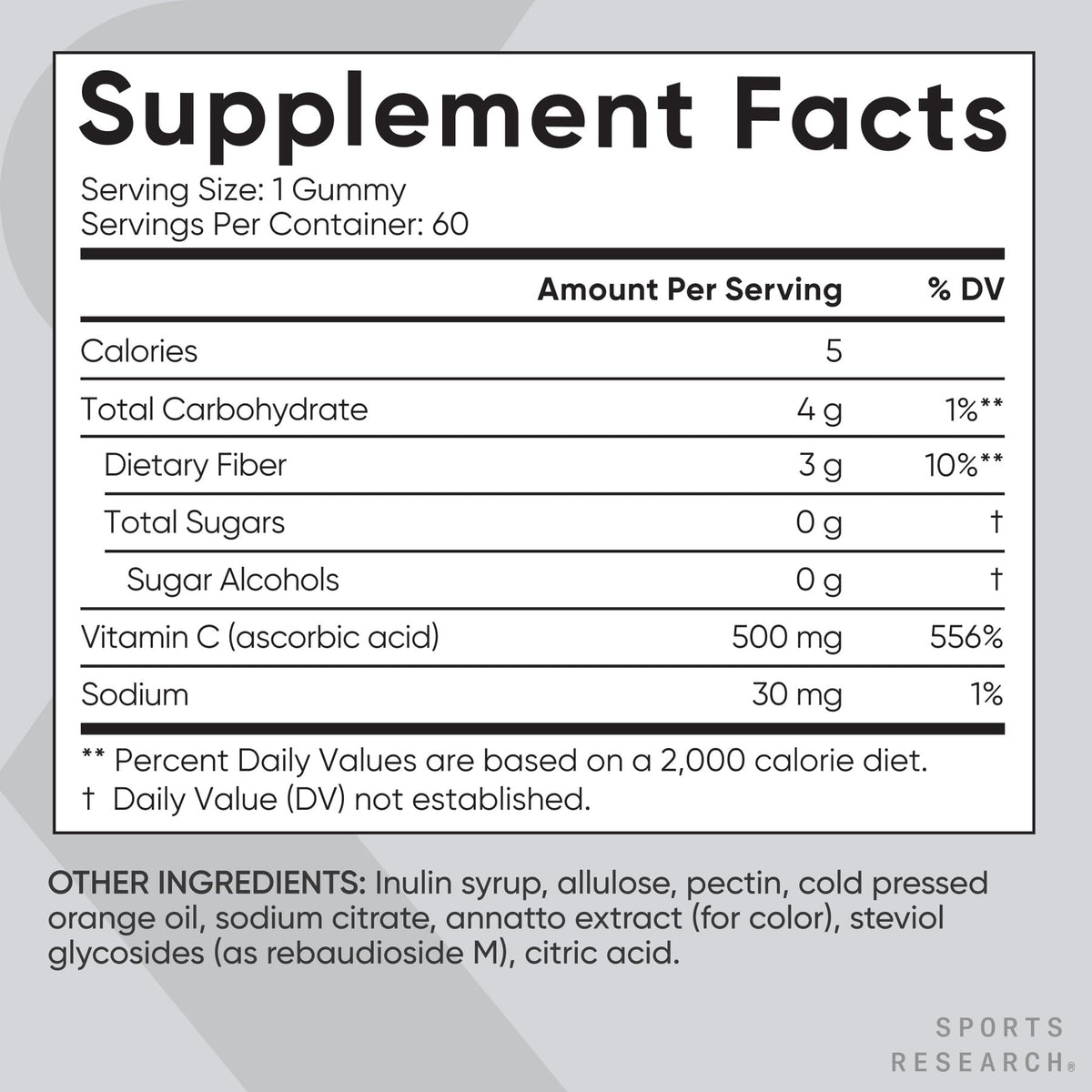 Bouteille de gummies Sports Research avec des gummies à côté
