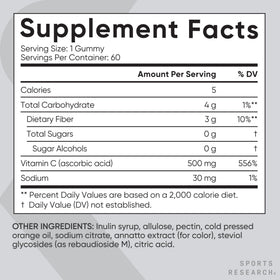 Bouteille de gummies Sports Research avec des gummies à côté