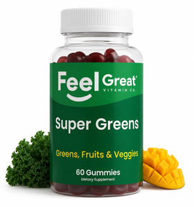 Bouteille de gummies Super Greens 60ct de The Feel Great Vitamin Company vue de face