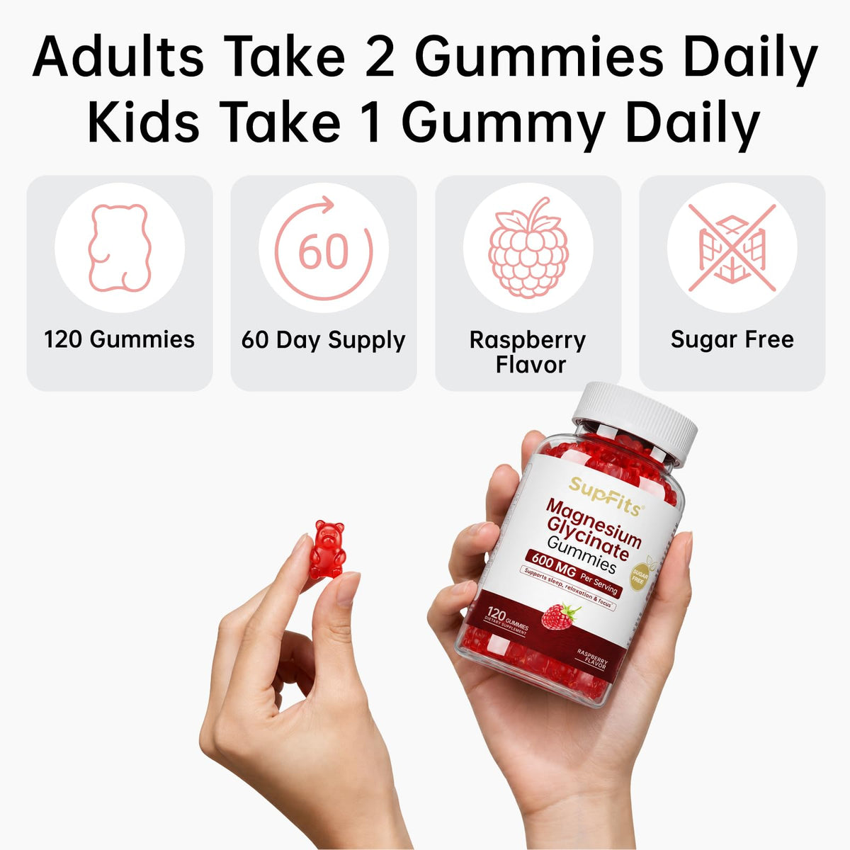 Bouteille de gummies Supfits sur une table, ambiance naturelle