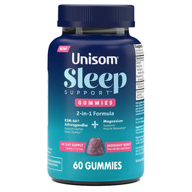 Bouteille de gummies Unisom de soutien au sommeil, 60 unités, saveur baies de minuit