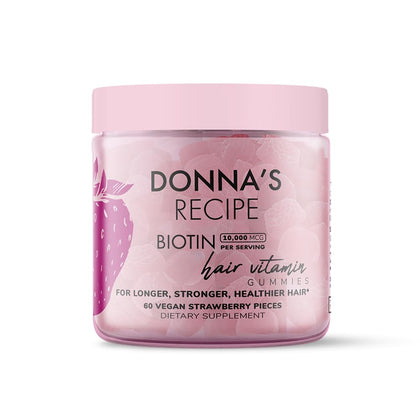 Bouteille de Gummies Vegan Fraise par Donna's Recipe vue de face